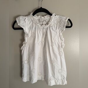 100% Cotton Eyelet Ruffle Sleeve Blouse